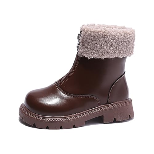 IWIHMIV Toddler Girl Ankle Boots Winter Leather Short Riding Boots with Zipper Fashion Non Slip Warm Cotton Boots4