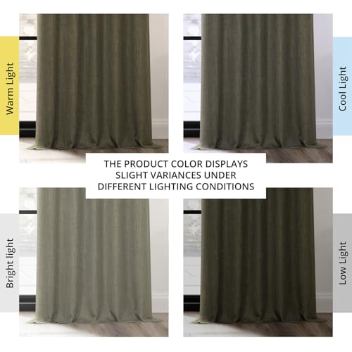 Image of HPD Half Price Drapes - Faux Linen Curtains for Living Room (2 Panels) - 50W X 96L - Textured Room Darkening Curtains for Bedroom 96 Inches Long - Drapes for Home Decor, Khaki Green