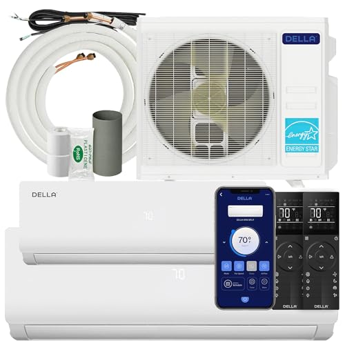 DELLA 28K BTU ODU 20 SEER2, 2 Dual Zone 12000 18000 BTU Mini Split AC, Work with Alexa and Wifi, 208-230V, Cools Up to 1550 Sq.Ft, Energy Efficient, Ductless Pre-Charged Heat Pump, 16ft Inst