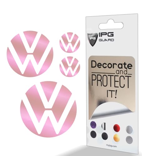 Image of IPG Decal Made for VW 2021 Passat Polo Tiguan Golf Rear /Front Emblem Logo Decals Stickers Set (4 Units) (PinkPearl)