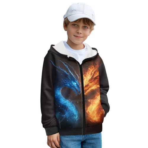 Boys Zip Up Hoodies Fall Winter Fleece Sweatshirts Sports Casual Hoodies and Sweaters Boys Fleece Jacket with Hood