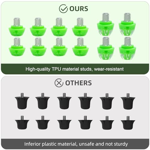 Soccer Cleat Studs, Replacement TPU Football Spikes with Wrench, Lightweight & Durable for Adidas Firm Ground Boots, M6 Thread 8x6mm + 4x9mm, 12PCS4