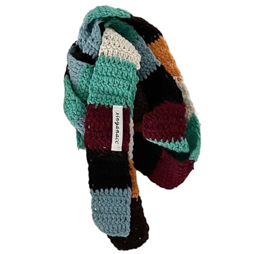 Contrast Color Striped Scarf Aesthetic Knitted Narrow Women's Scarves Decoration Neck Warmer Long Skinny Neckerchief