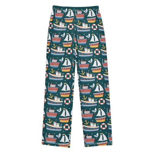Cruise Ship Anchor Boys Long Pants Soft Trousers Elastic Waist Kids Lounge Bottoms with Pockets S-XL