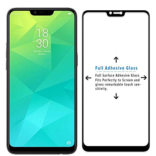 Image of Screen Protector for Realme 2 | C1 | Oppo A3s / A5 (2018) (Black) Tempered Glass Edge-to-Edge 6D Screen Guard With Installation Kit