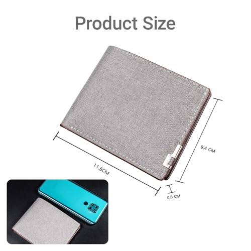 Mens Wallet Slim Credit Card Holder Wallet for Men and Boy, Man Small Wallet Bifold Credit Card Wallet Canvas Mens Slim Wallet Lightweight and Portable for Pants Pockets (Canvas, Black)2