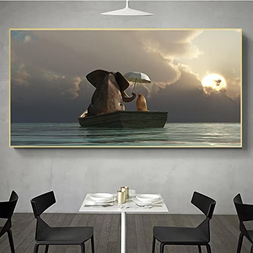 Éléphant coucher du soleil toile pour chambre enfant - dsdsgog 60x120 cm