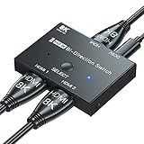 8K HDMI Switch, HDMI Switcher 1 in 2 Out or 2 in 1 Out, HDMI 2.1 Switch Support 8K@60hz and 4K@120hz