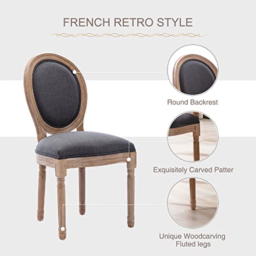 Image of Virabit French Vintage Chairs Set of 2,Louis Farmhouse Dining Chairs with Solid Wood Frame and Tufted Fabric,Rubber Wood French Decor for Dining Room,Living Room, Kitchen,Restaurant