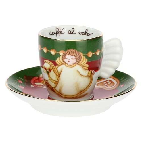 THUN, Tazzina Caffè Espresso in Porcellana, Collezione Sorprese di Natale, Tazzina Special Edition da Collezione, Idea Regalo per Natale, Tazzina Ø 5,8 cm, 6,2 cm h, 100 ml, piattino Ø 12 cm
