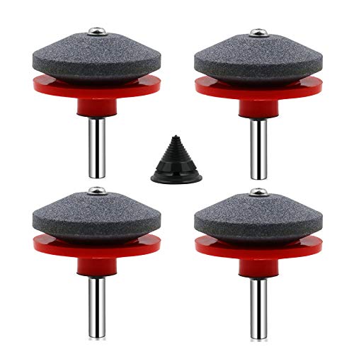 SIYI-XIU 4 Pièces Affuteur Lame Tondeuse Gazon Universel Aiguiseur de Tondeuse Accessoires pour Tondeuses avec 1Pcs Kit D'équilibrage de Lame,50 x 47mm