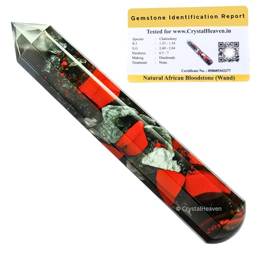 Image of African Bloodstone Crystal Wand - Pointed Crystal Wand for Energy Healing, Chakra Balancing, Meditation and Home Decor - Crystals and Healing Stones for Gift