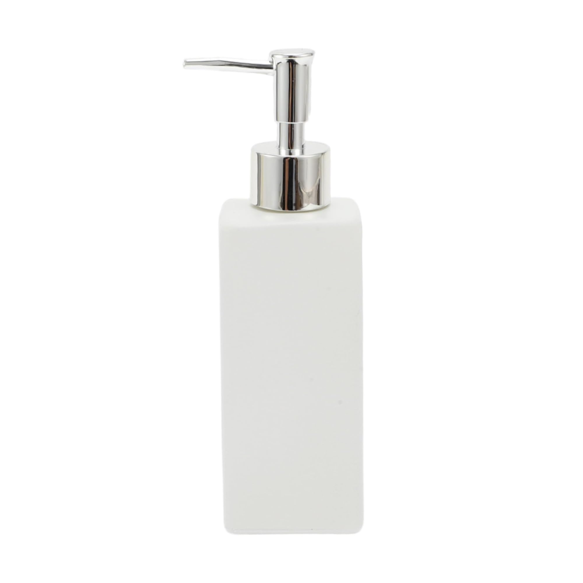 Yuue One Color Empty Barthroom And Dish 14Oz Dishwashing White Rectangle Ceramic Refillable Bottle With Silver Pump Decor For Counter