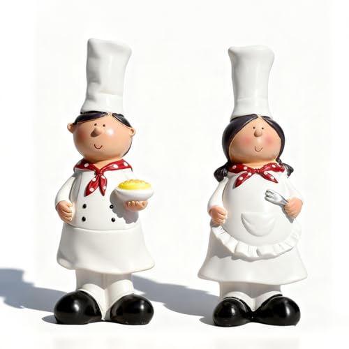 Tissting Escultura De Chef, 2 Piezas De Figuras De Chef, Decoración De Cocina, Pareja De Figuras De Chef, Esculturas, Estatuas, Decoración, Cocina, Bar, Gabinete, Panadería, Decoración, Regalo