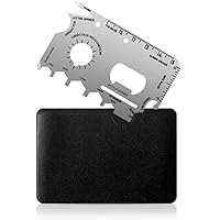 Geiomoo Multi Herramienta 18 en 1, Tarjeta Multiusos de Bolsillo de Acero Inoxidable (Plata)