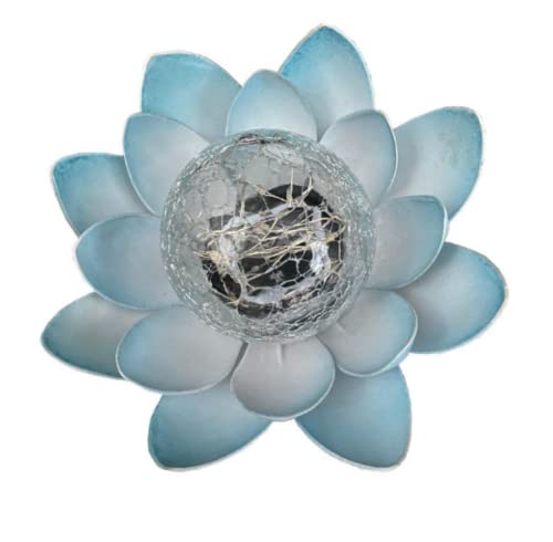 anso Luz solar para exteriores, lámpara de flor de loto, decoración de jardín, impermeable, luz solar para camino (azul)