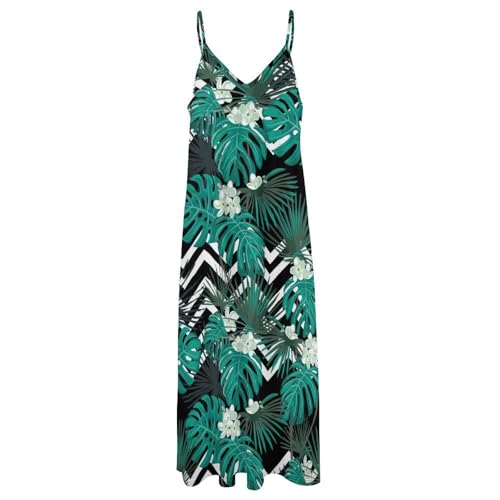 Robe longue feuilles vertes sans manches anti-plis pour voyages