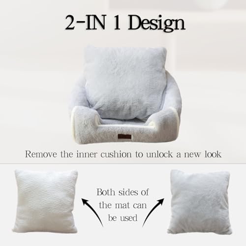 Image of Cat Bed for Indoor Cats - Cat House Cats Tent with Removable Washable Cushioned Pillow, Soft and Self Kitten beds,Pet Bed, Grey,15inches