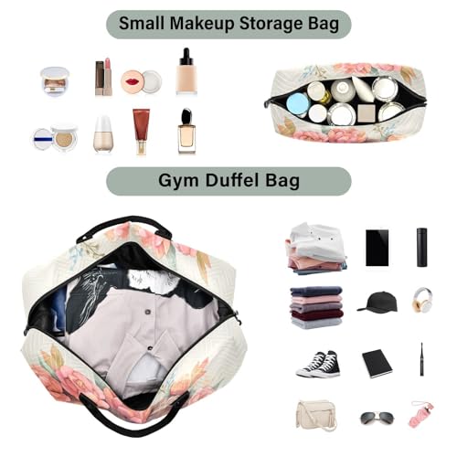 Large Travel Duffel Bag, Penoy Red Cute Sloth Sport Tote Gym Bag, Shoulder Weekender Overnight Bag for Women Men, Carry On Luggage with Toiletry Bag4