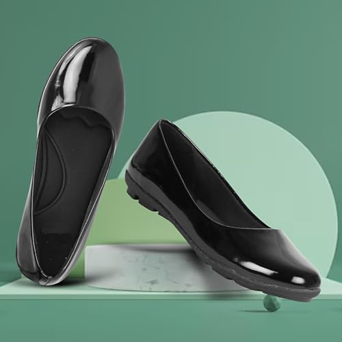 Image of DHANESHWAR Women's Ballet Flats Belly Shoes for Casual, Formal & Office Wear Ballerina | Comfortable Slip on Black Bellies for Women & Girls. 1 Pair