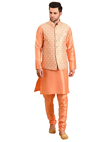 Image of Uri and MacKenzie Men's Silk Blend Kurta Pajama with Designer Ethnic Nehru Jacket /Modi Jacket