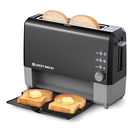 West Bend QuikServe Toaster, 2-Slice Wide-Slot Slide-Through Bread Toaster with Bagel and Gluten-Free Settings and Cool-Touch Exterior Fast Toasting, Includes Removable Serving Tray, 1400-Watts, Black