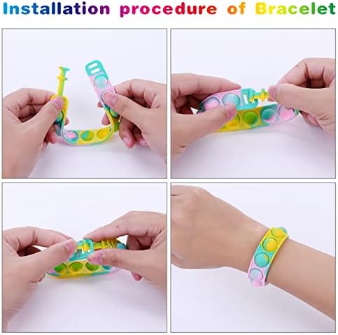 Ainiv 8PCS Fidget Bracelet Toys, Silicone Push Pop Bubble Wristband, Rainbow Multicolor Stress Relief Hand Finger, Poppet Sensory Fidget Bulk Hand Toys for Kids Adults ADHD OCD Anxiety Special Needs