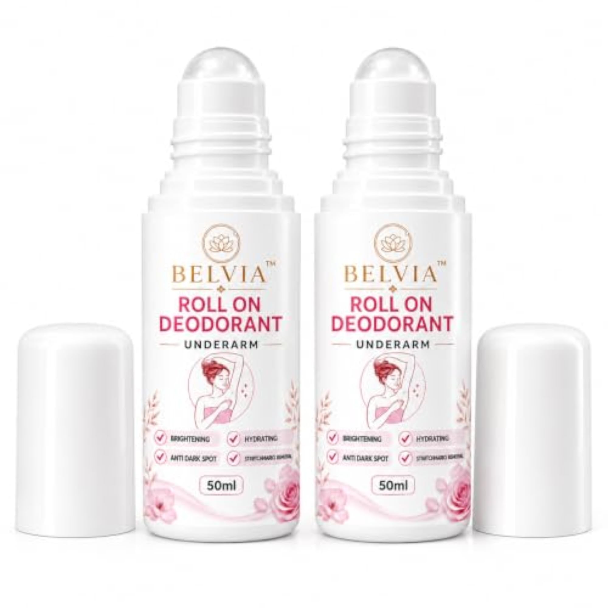 Roll on Deodorant Underarm, Pack of 2, 50ml Each