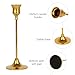 Gold Candlestick Holder Set - Brass Candlestick Holders with 3 Flameless Taper Candles, Gold Candle Stick Holders for Elegant Decor - Gold Taper Candle Holder for Weddings, Parties, and Home