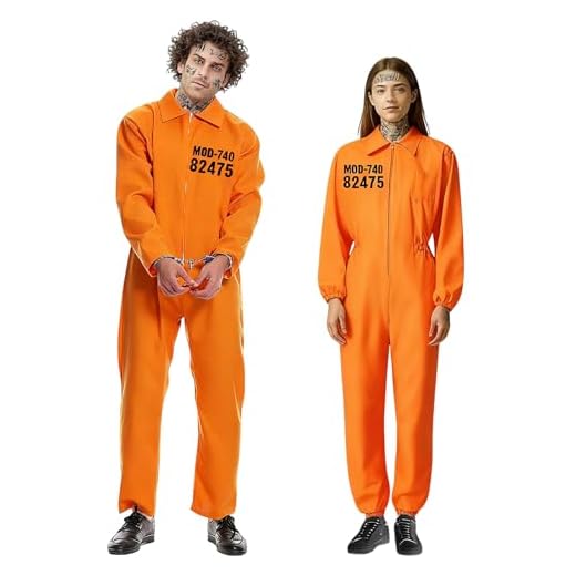 Axinyijia Disfraz Prisionero Naranja para Hombre Mujer, Mono Naranja Disfraz Preso para Halloween Cosplay Carnaval, Costume de Convicto Unisex (S (altura 165-175 cm))