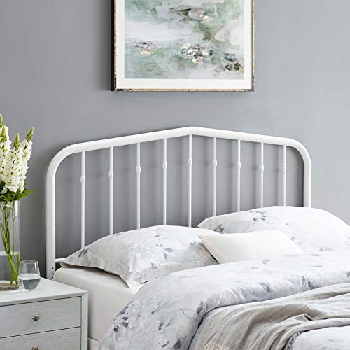 Modway Lennon Modern Farmhouse Metal Full Headboard in White