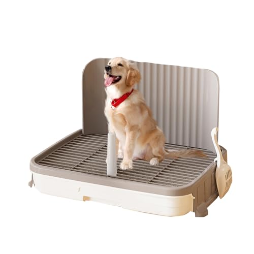 Hundetoilette mit Spritzschutz - XXL Hunde WC Katzentoilette mit herausnehmbarem Gitter & weisser Wanne - Schnellreinigen, lecksicher