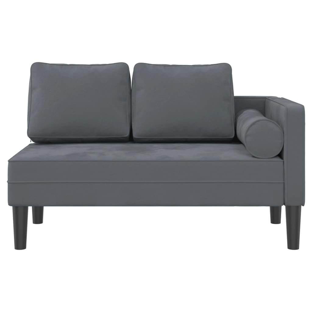 Chaise Longue in velluto grigio scuro con cuscino e schiuma altamente elastica, 116,5 x 62 x 57,5 cm, sdraio relax ergonomico per soggiorno, camera da letto, ufficio, comodo per sdraiarsi e