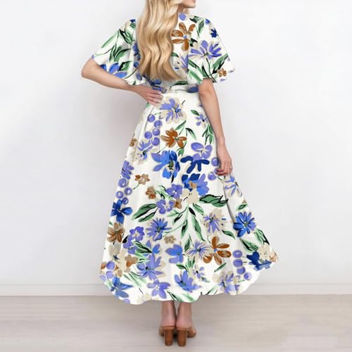 Spring Summer Chiffon Midi Dresses for Women 2025 Elegant Classy Wedding Guest Floral Formal Cocktail Prom Dress