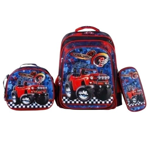 Kit escolar infantil, Mochila, Lancheira Térmica e Estojo Em 3D - Menino com Lâmpada Led (1)