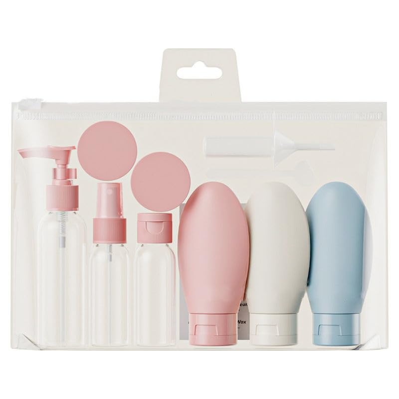 Travel Bottles Kit for Toiletries Organizer Leak Proof Refillable Squeezable Containers Set with Clear Storage Bag for Lotion Shampoo Conditioner Cosmetic Shower Gel Hand Wash (9pcs)-image-32