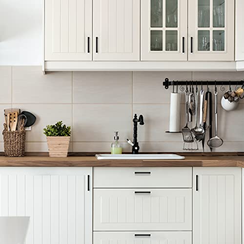 Image of Ravinte 3 Pack 4-1 /2 Inch Kitchen Square Cabinet Handles Matte Black Pulls Black Drawer Pulls Kitchen Cabinet Hardware Handles