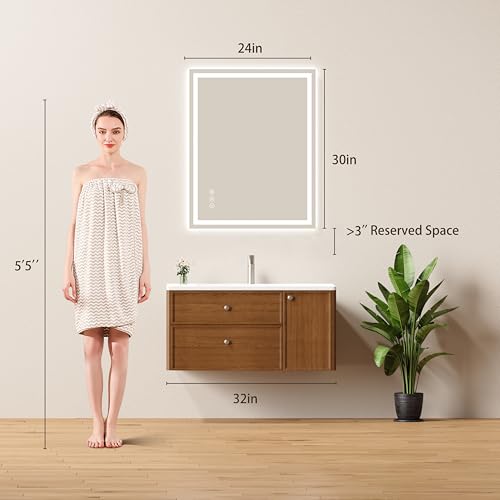 Lmsedf 24x30 LED Bathroom Mirror with Lights - Dimmable, Anti-Fog, 3 Color Backlit & Front Lit Mirror for Bathroom, Shatter-Proof Tempered Glass, Easy Installation by Lmsedf - Image 2