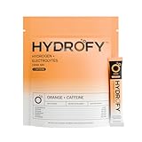 Hydrofy Hydrogen Water + Electrolytes Drink Mix | H2 Hydration Packets with Molecular Hydrogen, Sodium, Potassium, Magnesium, Calcium, and Minerals | No Sugar | Orange + Caffeine 25 ct