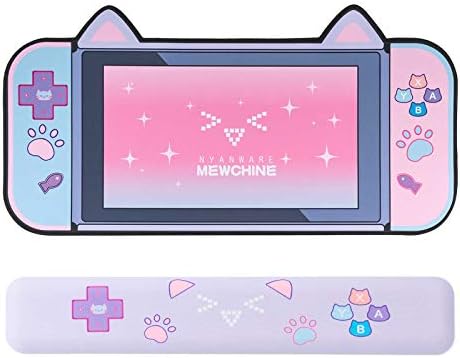 YOCORE Cat Ear Mouse Pad and Wrist Rest Non-Slip Rubber Base Desk Pad-Easy Clean Laptop Desk Mat for Gaming, Writing, or Home Office Work