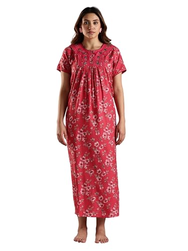 Image of 9shines Label Stylish Alpine Nighty Maxi for Women | Full Length Trendy Nightgown | Premium Nightdress | Nightwear | Embroidery Nighty with Pockets (2892)