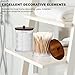 Temoyj 4 Pack Qtip Holder Dispenser with Wood Lids - 10 oz Clear Plastic Apothecary Jar Containers for Vanity Makeup Organizer Storage - Bathroom Accessories Set for Cotton Swab,Pads, Ball, Floss