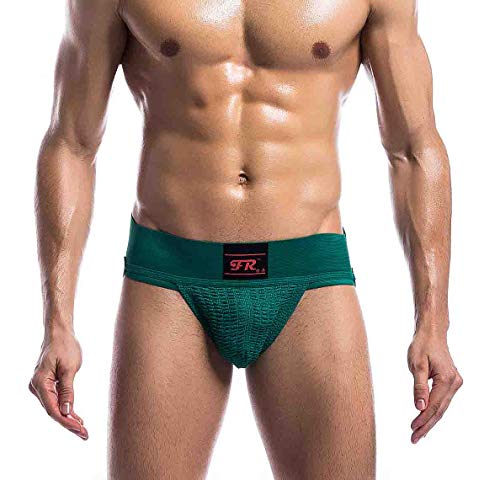 Mongous Mens Soft Fit Jockstrap Gym Athletic Cotton Supporter with Cup Pocket Green