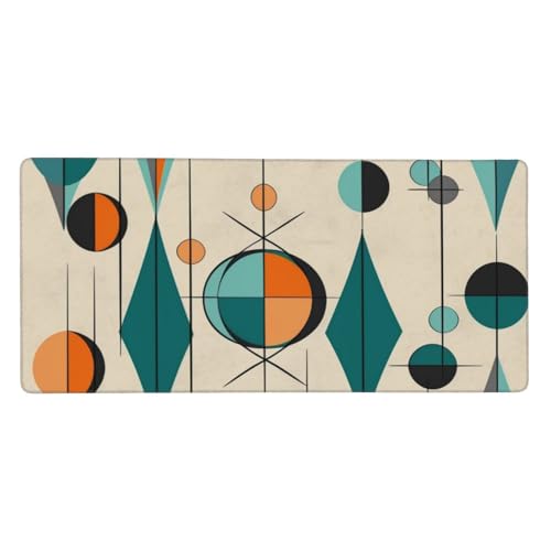 大型デスクマット 35.4 x 15.7インチ 拡張ゲーミングマウスパッド XXL ミッドセンチュリー 幾何学模様 キーボードマット ロングマウスパッド デスクデコレーション ライティングパッド デスクトップマット ノートパソコン マウスパッド オフィス