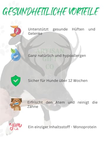 ARTISAN GIFT CO Ochsenziemer für Hunde - 100% Trockenfleisch Hundeleckerlis, geeignet für die Barf-Diät - (60 g, Bullensticks 15cm.)