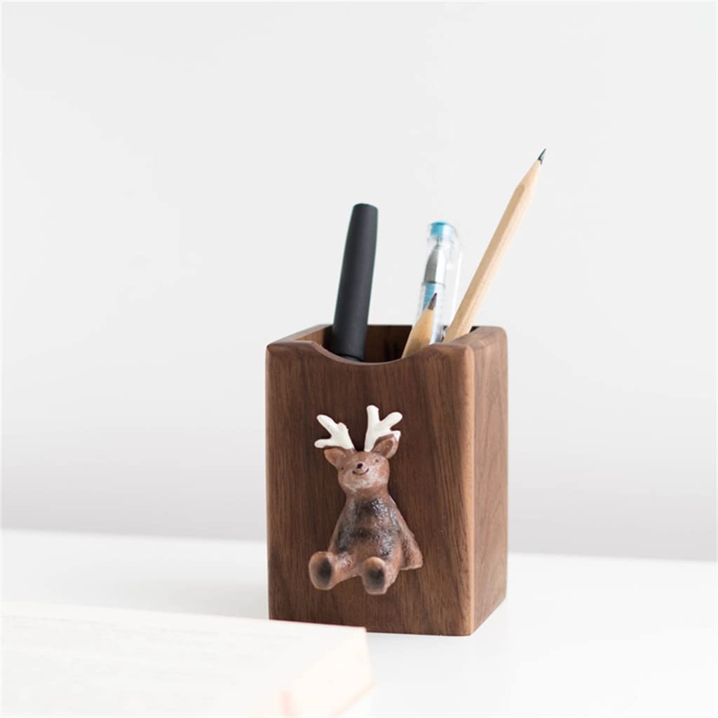 Porte-Stylo de personnalité Nordique Mignon de Mode créative en Bois, Porte-Stylo (A 10 * 7.5 * 10 cm)