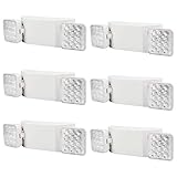 AKT LIGHTING Commercial Emergency Light, Back-up Battery Emergency Exit Lighting Fixtures with Adjustable Hardwired 2 LED Head Wall Mount White for Hallways/Stairways, UL Certified(6 Pack)