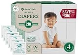 HAO M Mark Premium Baby Diapers - Size 4 (22-37 lbs) 210 Count W/Moist Towelettes