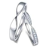 Calefee Anillos de pareja de novios, anillo de oro blanco de 9 K/14 K/18 K auténtico matrimonio con diamante y moissanita, talla 7 a 30, Dimensioni Personalizzabili, Metal, Moissanita