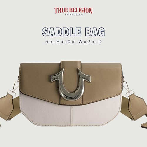 Image of True Religion Women's True Religion Saddle Bag, Women's Denim and Faux Leather Crossbody Purse With Adjustable Shoulder Strap